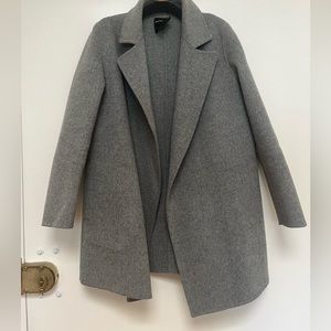 Theory gray petite open front wool jacket